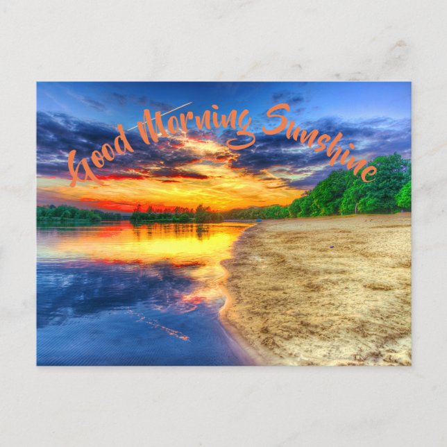 Good Morning Sunrise Sandy Tropical Beach Postcard (Front)