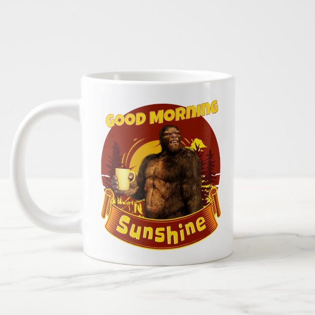Good Morning Sunshine Bigfoot Coffee Humour Art Large Coffee Mug (Left)