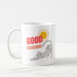 Good Morning Sunshine Cat Stretch Coffee Mug