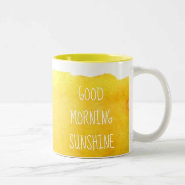 Good morning sunshine coffee quote yellow Two-Tone coffee mug (Right)