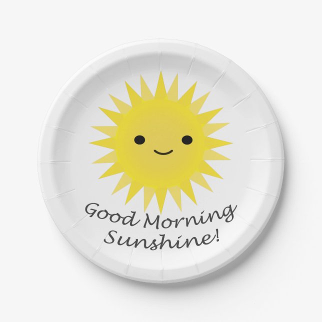 Good Morning Sunshine Cute Kawaii Sun Paper Plate (Front)