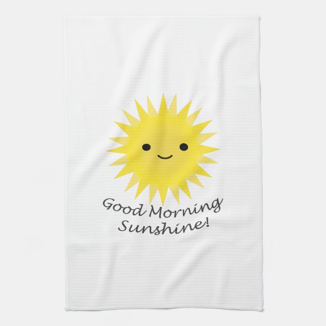 Good Morning Sunshine Cute Kawaii Sun Tea Towel (Vertical)