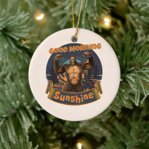Good Morning Sunshine Funny Bigfoot Ceramic Tree Decoration
