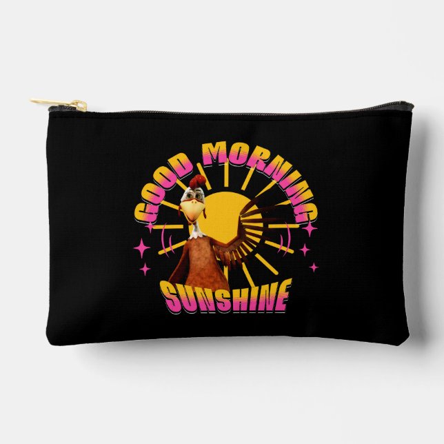Good Morning Sunshine Funny Rooster Accessory Pouch (Front)