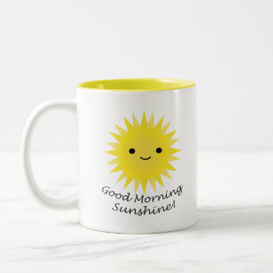 Good Morning Sunshine Kawaii Sun Two-Tone Coffee Mug