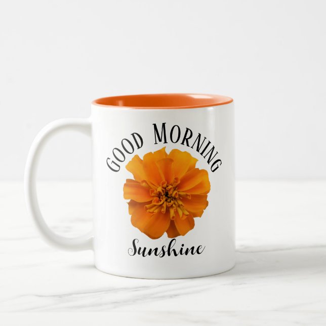 Good Morning Sunshine Marigold Two-Tone Coffee Mug (Left)