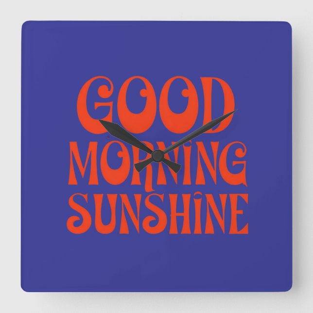 Good Morning Sunshine Retro Decor Print Square Wall Clock (Front)