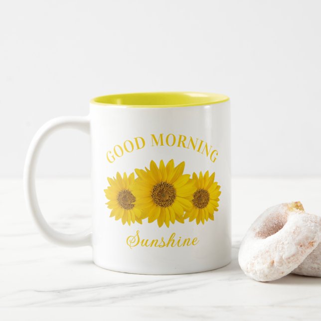 Good Morning Sunshine Sunflower Coffee Mug (With Donut)
