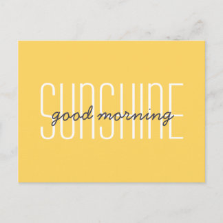 Good Morning Sunshine Yellow Typography Quote Postcard