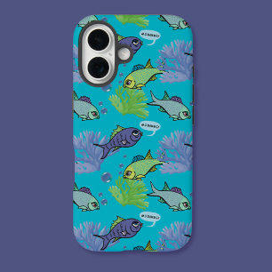 Good Morning Swimming Fish Coral Reef Pattern iPhone 16 Case