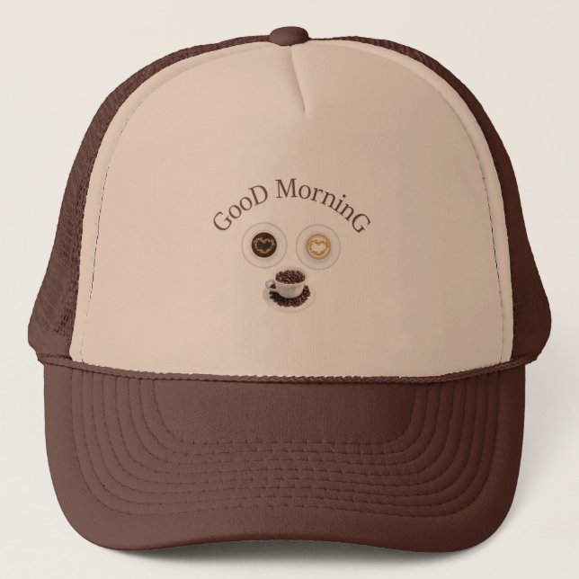 Good morning with coffee trucker hat (Front)