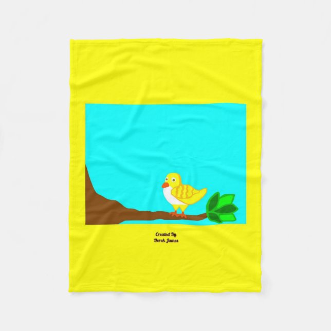 Good Morning Yellow Bird Small Fleece Blanket (Front)