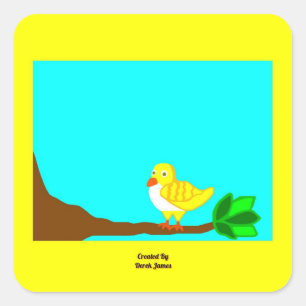 Good Morning Yellow Bird Square Sticker