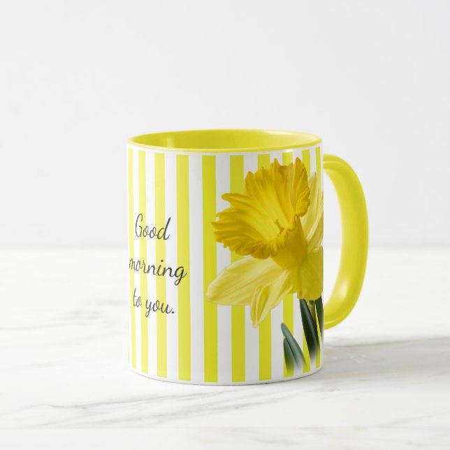 Good Morning Yellow Daffodil Floral Photography Mug (Front Right)