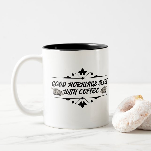 Good mornings start with coffee  Two-Tone coffee mug (With Donut)