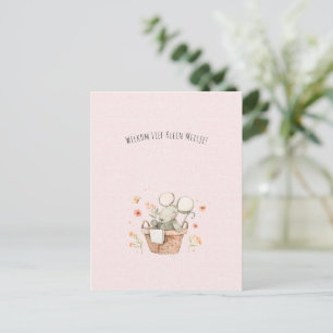 Good Mouse With Bloemen Welcome New Baby Postcard