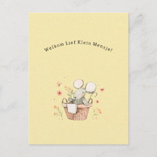 Good Mouse With Bloemen Welcome New Baby Postcard