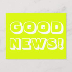Good News chartreuse white modern bold typography Postcard