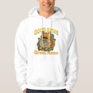 Good News Great Mews Funny Cat Reading Newspaper Hoodie