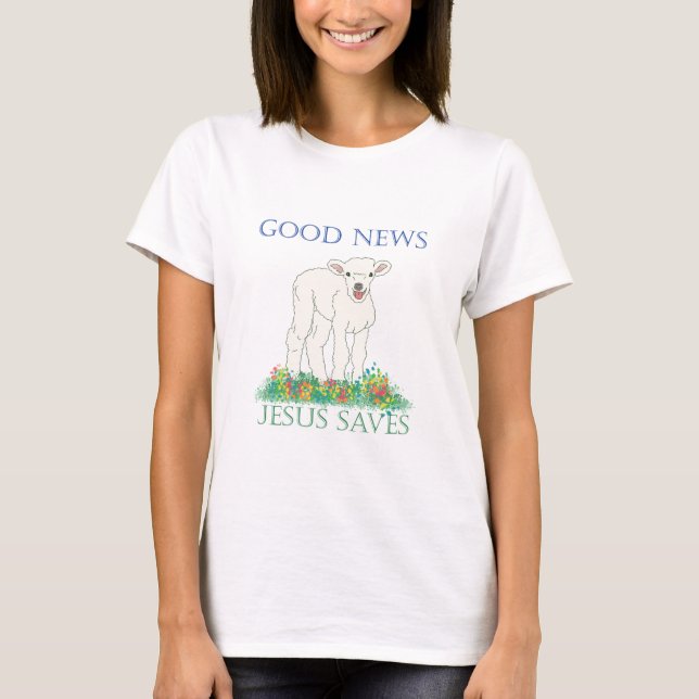 Good News Lamb, Jesus Saves T-Shirt (Front)
