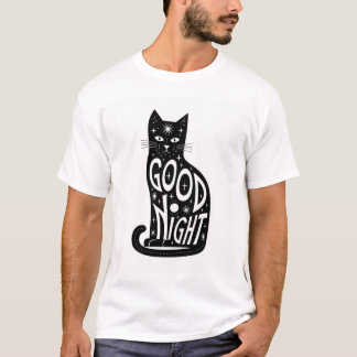 Good Night cat design t-shirt 
