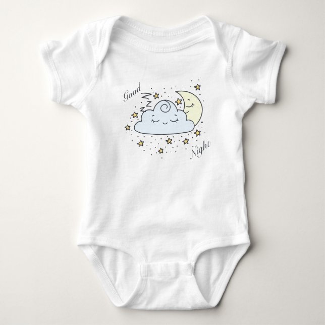Good Night Cloud & Moon Baby Bodysuit (Front)