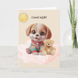 Good Night Cozy Puppy Greeting Card