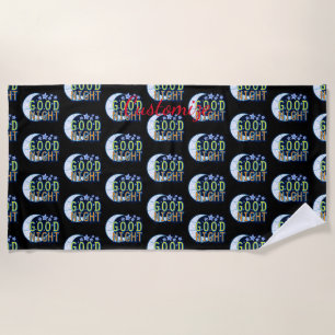 Good Night Crescent Moon Thunder_Cove Beach Towel