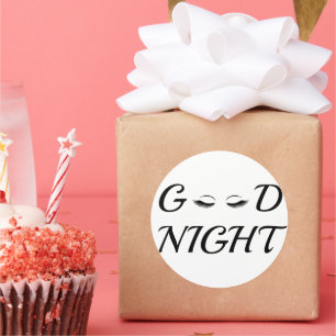 Good Night Eyelashes Feminine Relaxation Design Classic Round Sticker