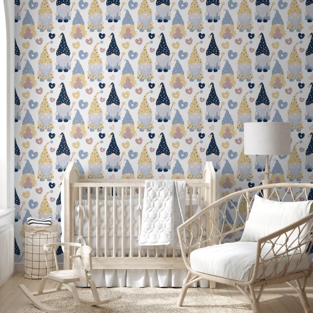 Good Night Gnomes Pattern Wallpaper (Kids)