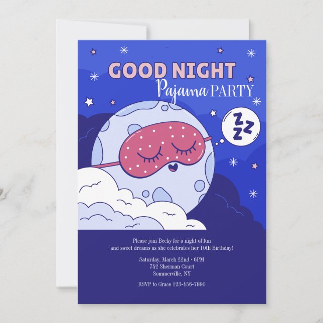 Good Night Pajama Party Invitation (Front)