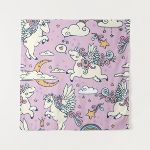 Good Night Pegasus: Cute Cartoon Tapestry