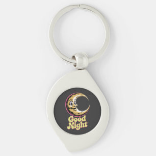 Good Night Retro Moon Metal Keychain