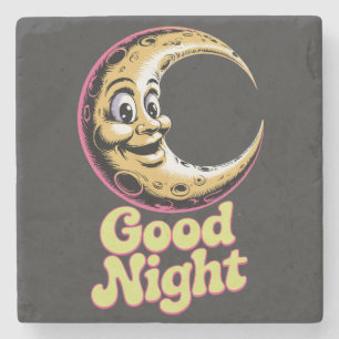 Good Night Retro Moon Stone Coaster
