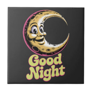 Good Night Retro Moon Tile