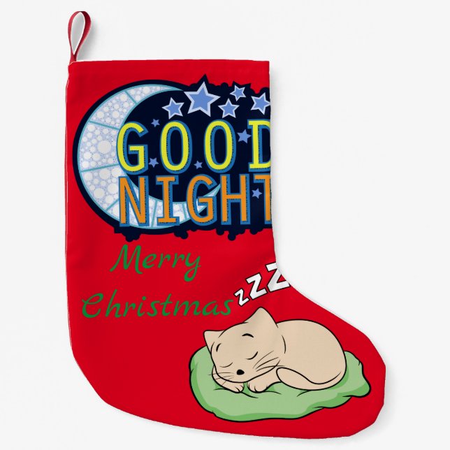 Good Night Sleeping Kitty Thunder_Cove Small Christmas Stocking (Front)