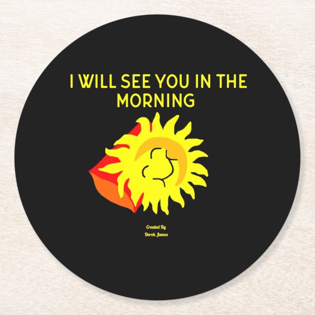 Good Night Sun Round Paper Coaster (Front)