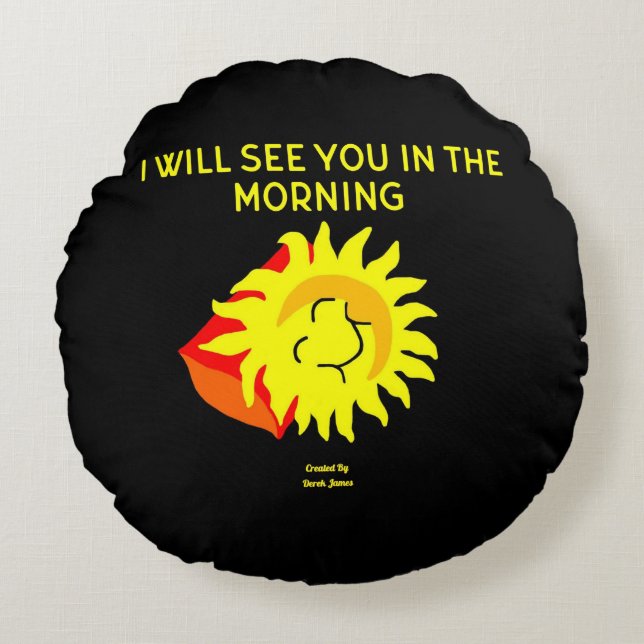 Good Night Sun Round Throw Pillow (Front)