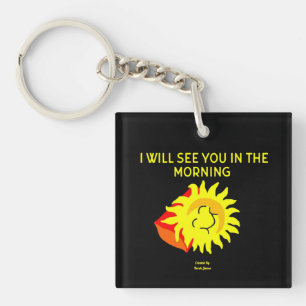 Good Night Sun Square Keychain