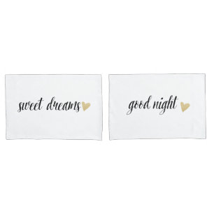 Good Night & Sweet Dreams with heart Pillowcase