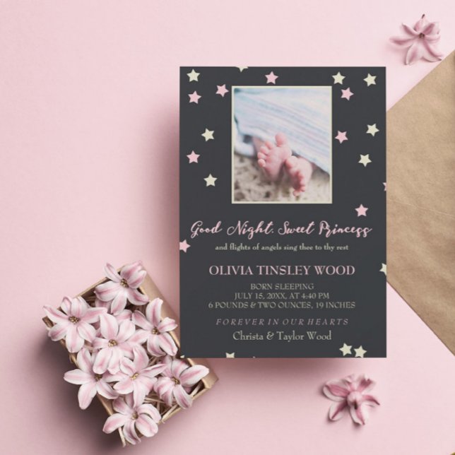 Good Night Sweet Princess Baby Memorial Invitation (Creator Uploaded)