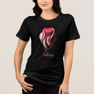Good Night Text with Rose Flower Mark Tri-Blend Shirt