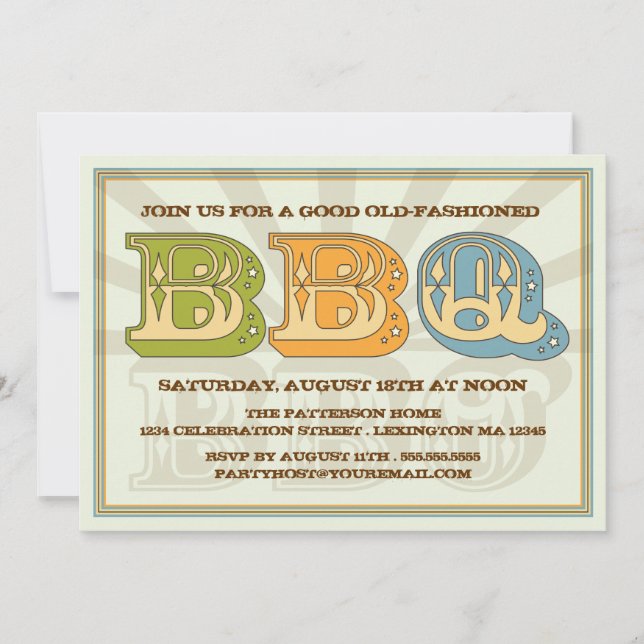 Good Old BBQ Country Style Party Invitation (Front)