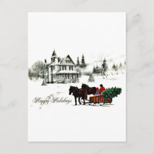 Good Old Christmas Holiday Postcard