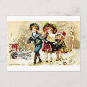 Good Old Christmas Holiday Postcard