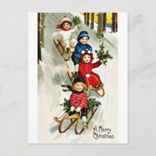 Good Old Christmas Holiday Postcard