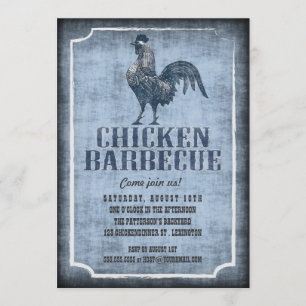 Good Old Fashion Chicken Barbecue Aged Invitation