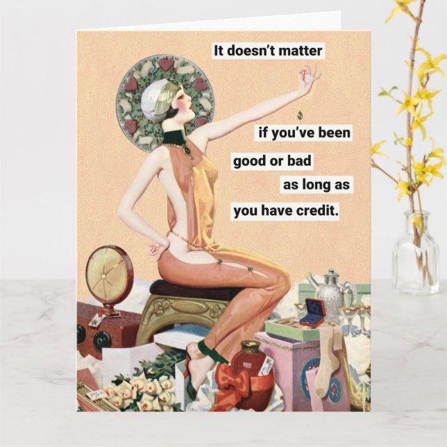 Good or Bad Retro Humour Greeting Card (Yellow Flower)