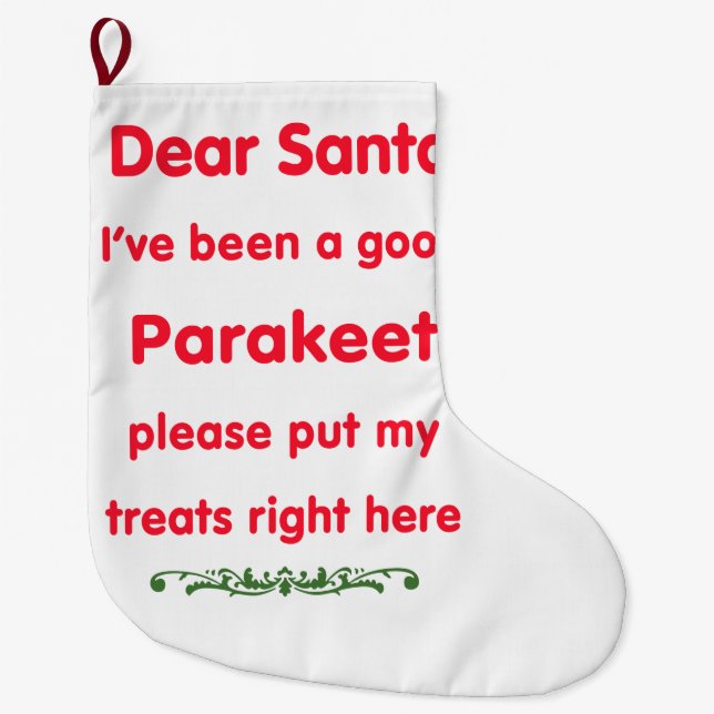 good Parakeet Large Christmas Stocking (Front)