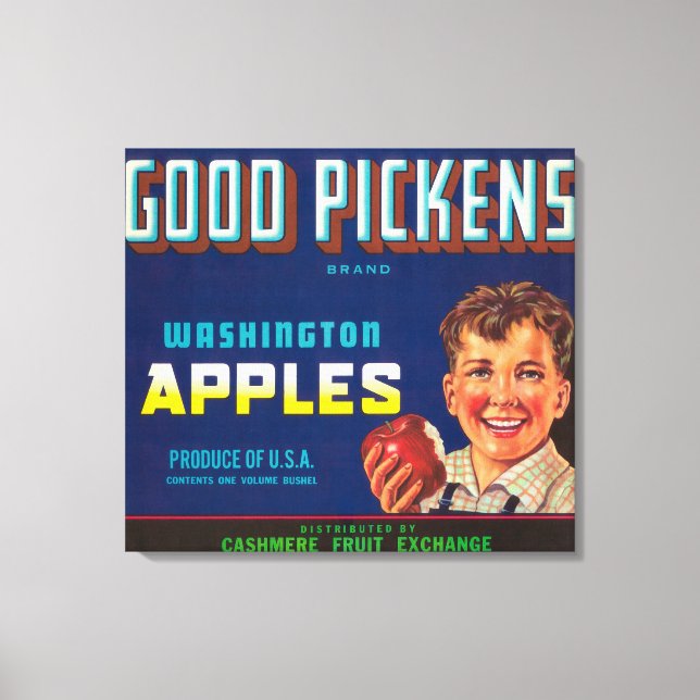 Good Pickens Apple Label - Cashmere, WA Canvas Print (Front)